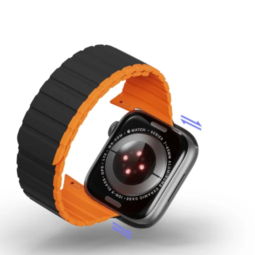 Apple Watch rihm 424445mm silikoonist magnetkinnitusega must ja oran 10